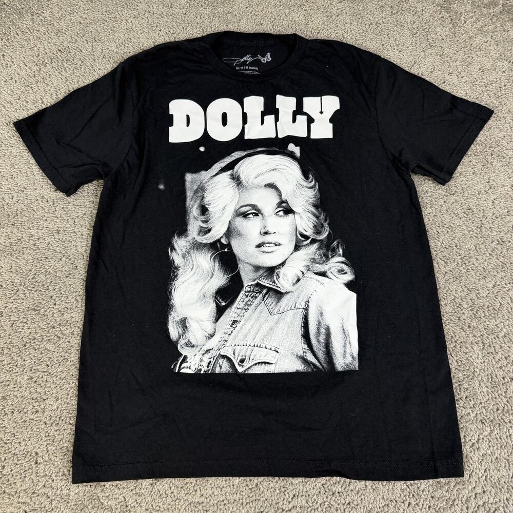 Dolly Parton Shirt Mens M Black Graphic Crew Neck Tagless Cotton Dolly Portrait